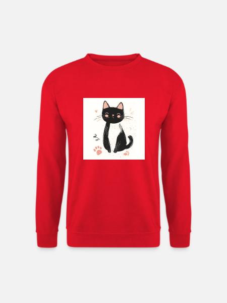 POD Cat Fußabdruck 2 - Unisex Pullover - Rot
