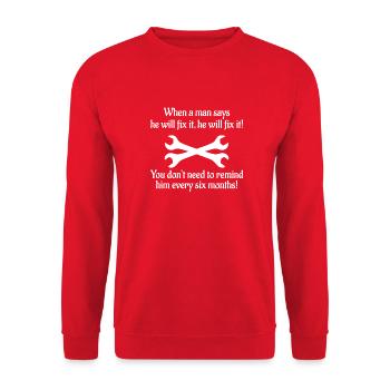 Men's sayings Manly quotes - Unisex Sweatshirt - red - Front - Alina (178cm) & Michal (187cm)