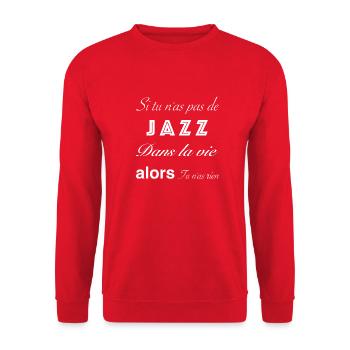 Jazz (blanc) - Sweat-shirt Unisexe - rouge - Devant - Alina (178cm) & Michal (187cm)