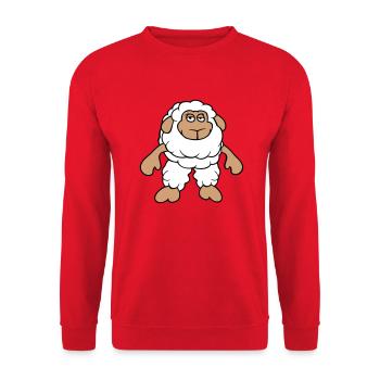 Sheep Stands Cool Bored Tired Cartoon Comic - Unisex Sweatshirt - red - Front - Alina (178cm) & Michal (187cm)