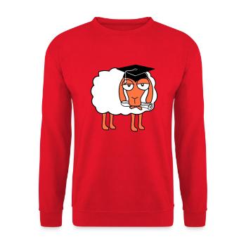Schaf Schule Zeugnis College Abschluss Abi Schüler - Unisex Pullover - Rot - Vorne - Alina (178cm) & Michal (187cm)