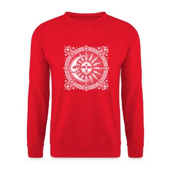 Sun and moon with face - Unisex Sweatshirt - red - Front - Alina (178cm) & Michal (187cm)