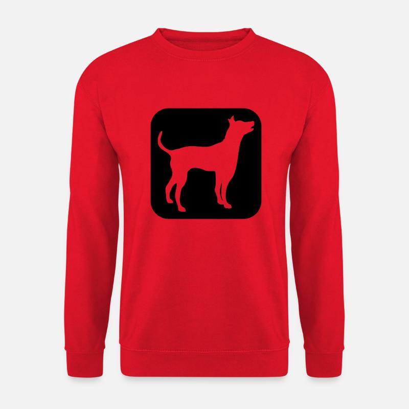 Dog Silhouette Symbol Button Logo Square Cool - Unisex Sweatshirt - red