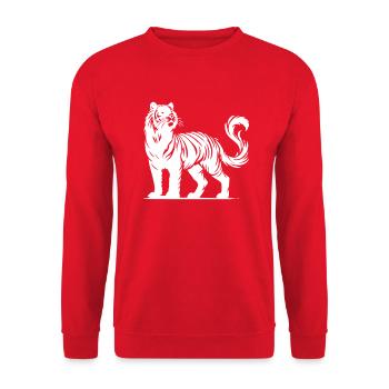 tiger - Unisex Pullover - Rot - Vorne - Alina (178cm) & Michal (187cm)