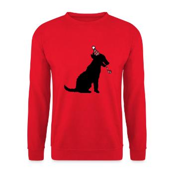 Hund Geburtstag Silvester Party Hut Feiern Tröte - Unisex Pullover - Rot - Vorne - Alina (178cm) & Michal (187cm)