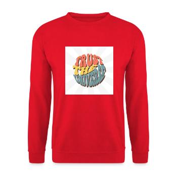 Trust the Universe Motivational Design - Unisex Sweatshirt - red - Front - Alina (178cm) & Michal (187cm)