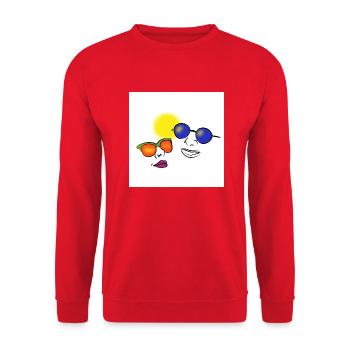 Menschen mit Sonnenbrille - Unisex Pullover - Rot - Vorne - Alina (178cm) & Michal (187cm)