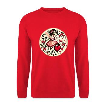 Valentine's Day Fairy Bleeding Heart Flowers - Unisex Sweatshirt - red - Front - Alina (178cm) & Michal (187cm)