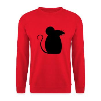 Mouse Mouse Cute Little Rat Rodent Silhouette - Unisex Sweatshirt - red - Front - Alina (178cm) & Michal (187cm)
