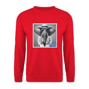 Elefant mit Anzug und Sonnenbrille - Unisex Pullover - Rot - Vorne - Alina (178cm) & Michal (187cm)