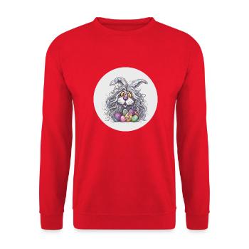 Osterhase - Unisex Pullover - Rot - Vorne - Alina (178cm) & Michal (187cm)
