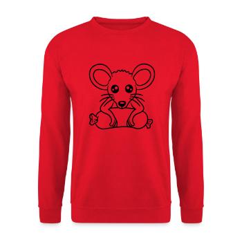 Souris grosse saucisse manger faim saucisse grillades - Sweat-shirt Unisexe - rouge - Devant - Alina (178cm) & Michal (187cm)