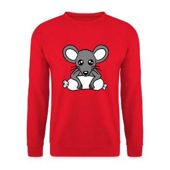 Souris grosse saucisse manger faim saucisse grillades - Sweat-shirt Unisexe - rouge - Devant - Alina (178cm) & Michal (187cm)