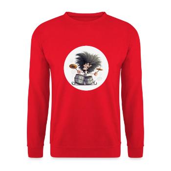 Drummer Man - Unisex Pullover - Rot - Vorne - Alina (178cm) & Michal (187cm)