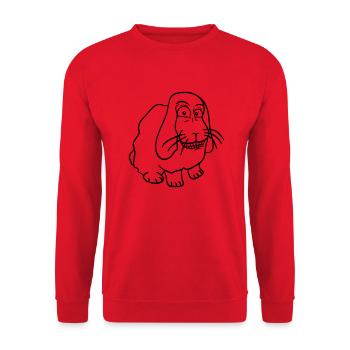 Lapin Lapin Drôle Visage Grimace Sourire - Sweat-shirt Unisexe - rouge - Devant - Alina (178cm) & Michal (187cm)