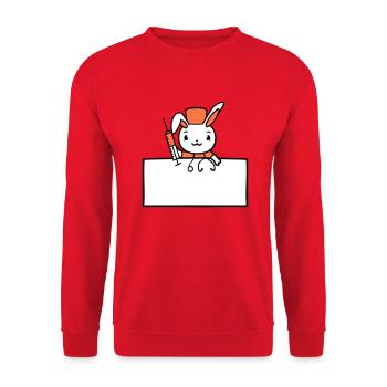 Bunny Doctor Seringue Infirmière Hôpital - Sweat-shirt Unisexe - rouge - Devant - Alina (178cm) & Michal (187cm)