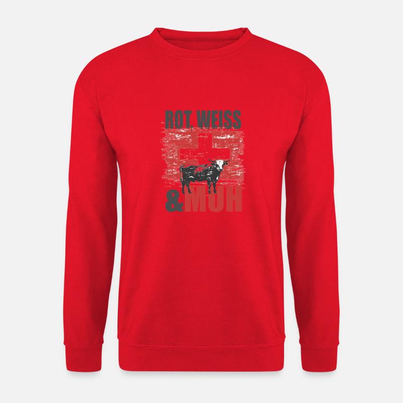 rot weiss und muh Kuh - Unisex Pullover - Rot