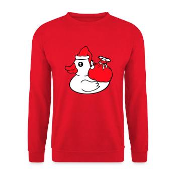 Duck Sack Hat Santa Claus Christmas Advent - Unisex Sweatshirt - red - Front - Alina (178cm) & Michal (187cm)