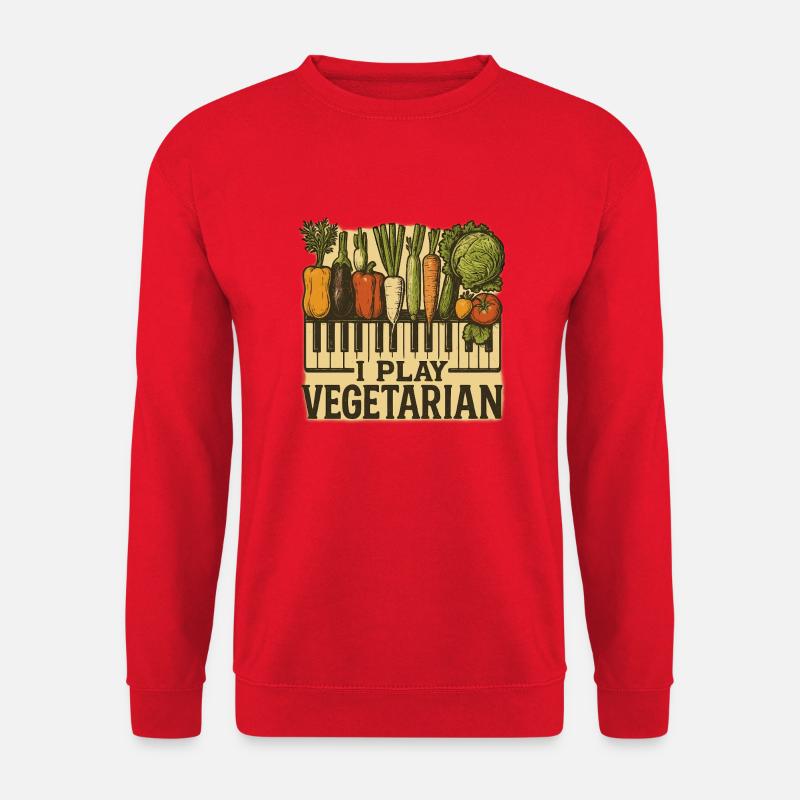 Piano I play vegetarian - Unisex Pullover - Rot