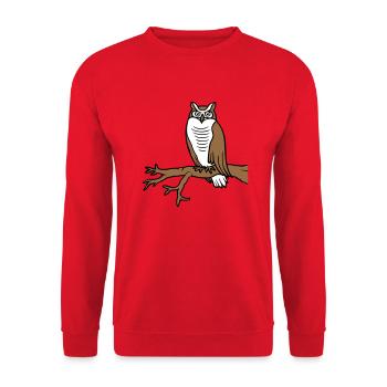 hibou oiseau aigle hibou branche arbre woodland grange owl owl mignon - Sweat-shirt Unisexe - rouge - Devant - Alina (178cm) & Michal (187cm)