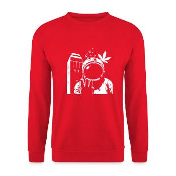 Austronaut Wasserturm und Hanf Weiß Transparent - Unisex Pullover - Rot - Vorne - Alina (178cm) & Michal (187cm)