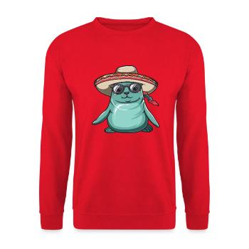 phoque animal drôle sombrero - Sweat-shirt Unisexe - rouge - Devant - Alina (178cm) & Michal (187cm)