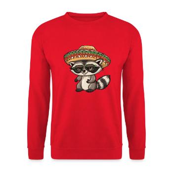 Raccoon Funny Sombrero - Unisex Sweatshirt - red - Front - Alina (178cm) & Michal (187cm)