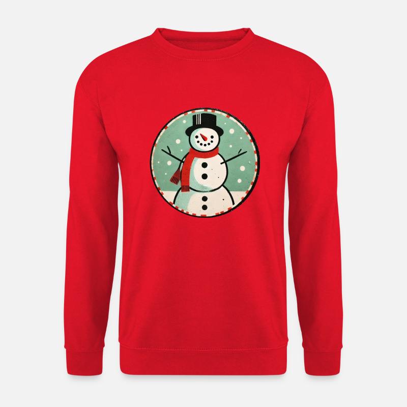 Schneemann Klassisches Winterspaß-Design - Unisex Pullover - Rot