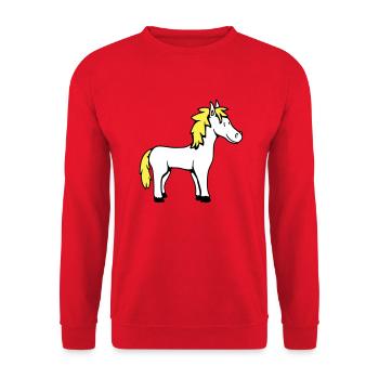 Pferd Süß Pony Fohlen Pferdemädchen Niedlich Comic - Unisex Pullover - Rot - Vorne - Alina (178cm) & Michal (187cm)