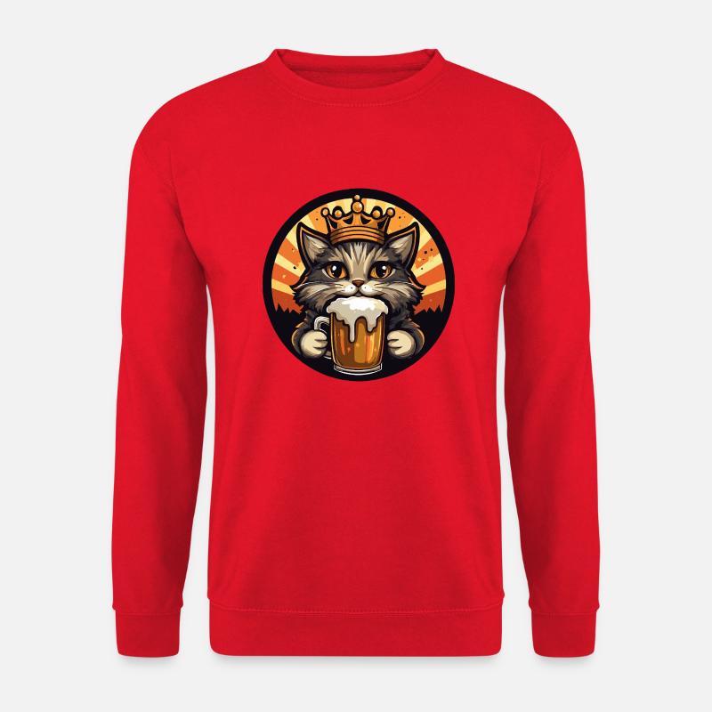 Katze Bier - Unisex Pullover - Rot