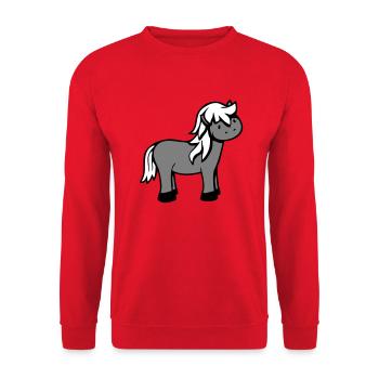 Pferd Süß Pony Fohlen Pferdemädchen Niedlich Comic - Unisex Pullover - Rot - Vorne - Alina (178cm) & Michal (187cm)