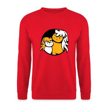 2 Cute Horses Child Family Mom Dad Mom Father - Unisex Sweatshirt - red - Front - Alina (178cm) & Michal (187cm)