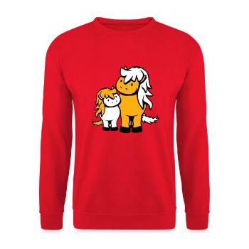 2 Cute Horses Child Family Mom Dad Mom Father - Unisex Sweatshirt - red - Front - Alina (178cm) & Michal (187cm)