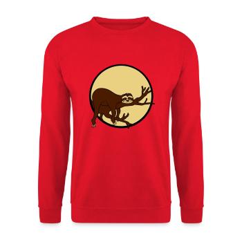 nacht mond sonne abend rund kreis faultier entspan - Unisex Pullover - Rot - Vorne - Alina (178cm) & Michal (187cm)