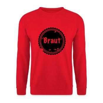 Braut Badge 3 - Unisex Pullover - Rot - Vorne - Alina (178cm) & Michal (187cm)