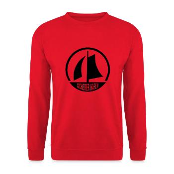 Sicherer Hafen für Flüchtlinge - Unisex Pullover - Rot - Vorne - Alina (178cm) & Michal (187cm)