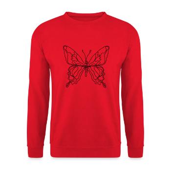 Butterfly - lines drawing - Unisex Sweatshirt - red - Front - Alina (178cm) & Michal (187cm)