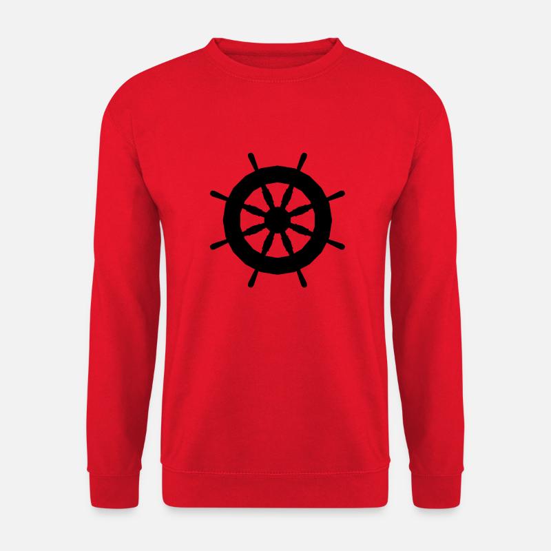 Steuerruder, Steuerrad, Schiffsruder - Unisex Pullover - Rot