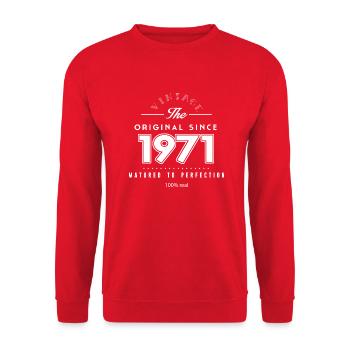 The Original Since 1971 - Matured to Perfection - Sweat-shirt Unisexe - rouge - Devant - Alina (178cm) & Michal (187cm)