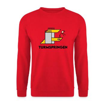 Turmspringen Turmspringer Sprung Sprungbrett - Unisex Pullover - Rot - Vorne - Alina (178cm) & Michal (187cm)