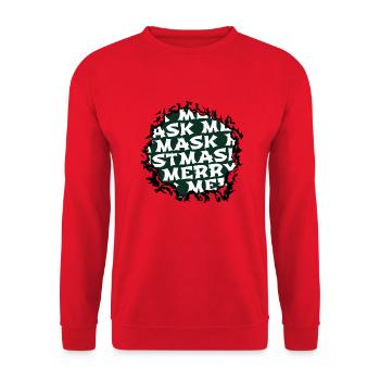 statement christmas dino bike moon fairy tail - Unisex Pullover - Rot - Vorne - Alina (178cm) & Michal (187cm)