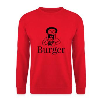Burger essen - Unisex Pullover - Rot - Vorne - Alina (178cm) & Michal (187cm)