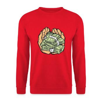 Big money flying to you for wealth and prosperity. - Unisex Sweatshirt - red - Front - Alina (178cm) & Michal (187cm)