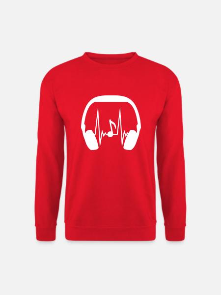 Kopfhörer Note Musiknote Puls Frequenz Herzschlag - Unisex Pullover - Rot