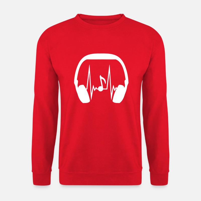 Kopfhörer Note Musiknote Puls Frequenz Herzschlag - Unisex Pullover - Rot