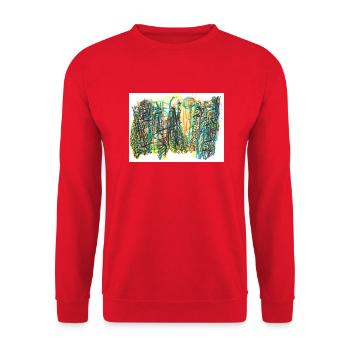 240718 01 - Unisex Pullover - Rot - Vorne - Alina (178cm) & Michal (187cm)