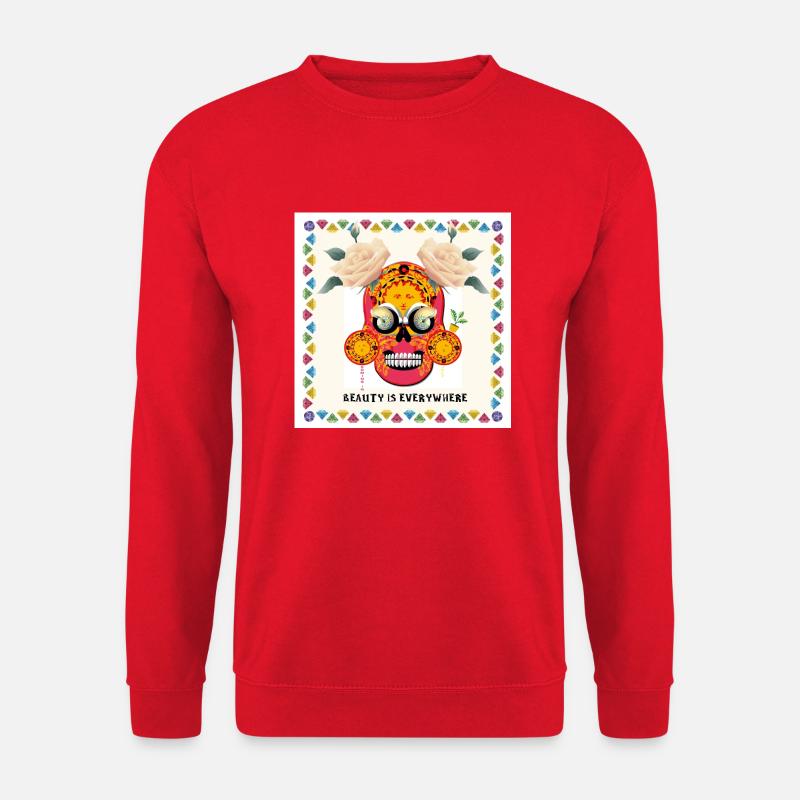 Weißer Totenkopf - Unisex Pullover - Rot