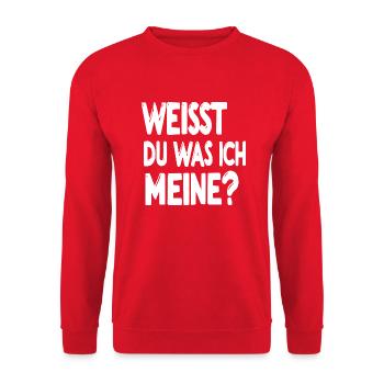 Do you know what I mean? -white - Unisex Sweatshirt - red - Front - Alina (178cm) & Michal (187cm)