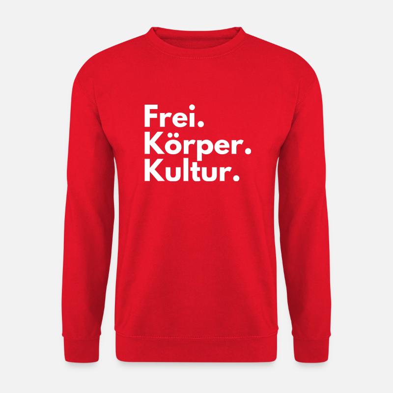 FKK Freikörperkultur Nudismus Naturismus Spruch - Unisex Pullover - Rot