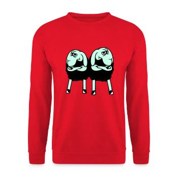 2 moutons bras croisés Équipe d’amis offensés - Sweat-shirt Unisexe - rouge - Devant - Alina (178cm) & Michal (187cm)